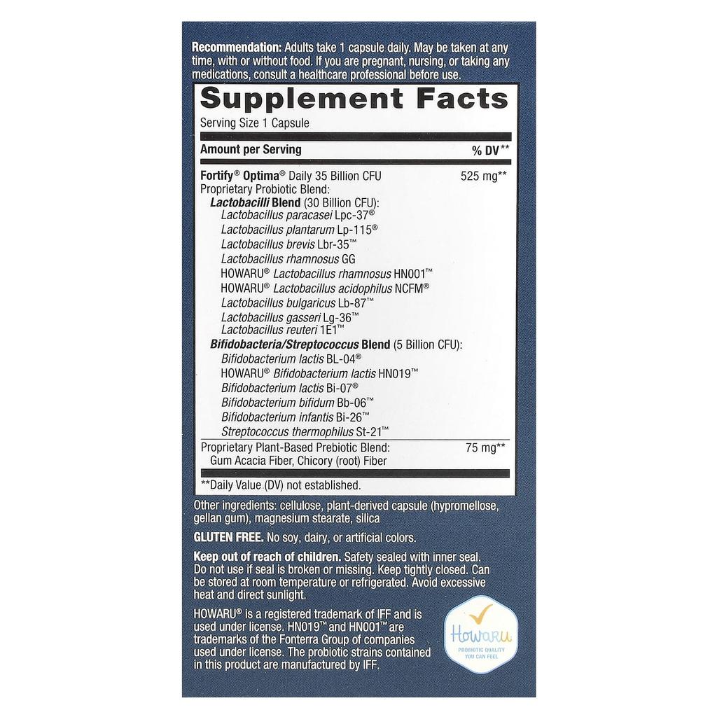 Nature'S Way, Optima® Probiotic, Fortify®, Comfortable Gut, 35 Billion, 30 Delayed Release Capsules