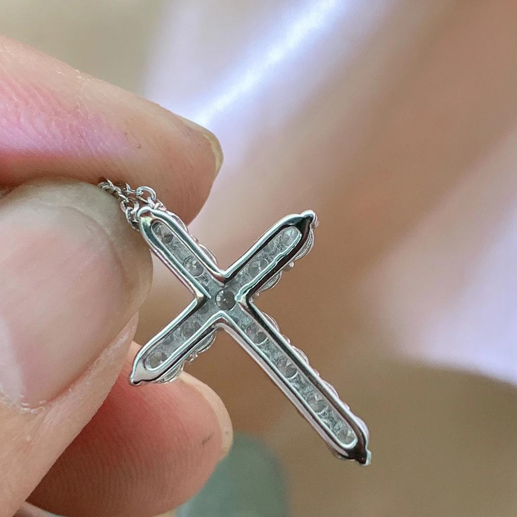 S10 Moissanite Cross Chain Pendant Light Luxury Premium Clavicle European and American Necklace