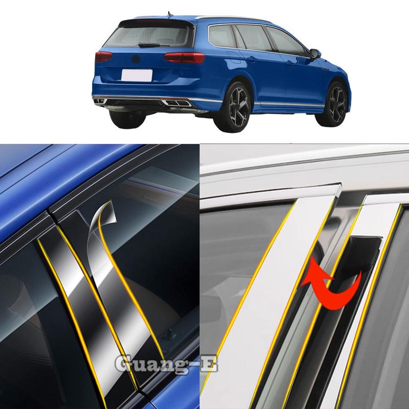 Car TPU/Glossy Mirror Pillar Post Cover For VW Passat B8 Variant Alltrack 2016- Door Trim Window Molding Sticker Plate 6PCS