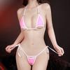 Solid Color Bra Thong Panties Underwear Set Women Sexy Lace-up Mini Bra Exposed Briefs Sleepwear Bikini Seductive Lingerie
