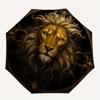 Regal Lion Portrait Wall Art Decor Umbrella, Cute Umbrella with Cute Design, Portable 3-Fold Compact Umbrella for Men & Women, Valentine's Day Mother'