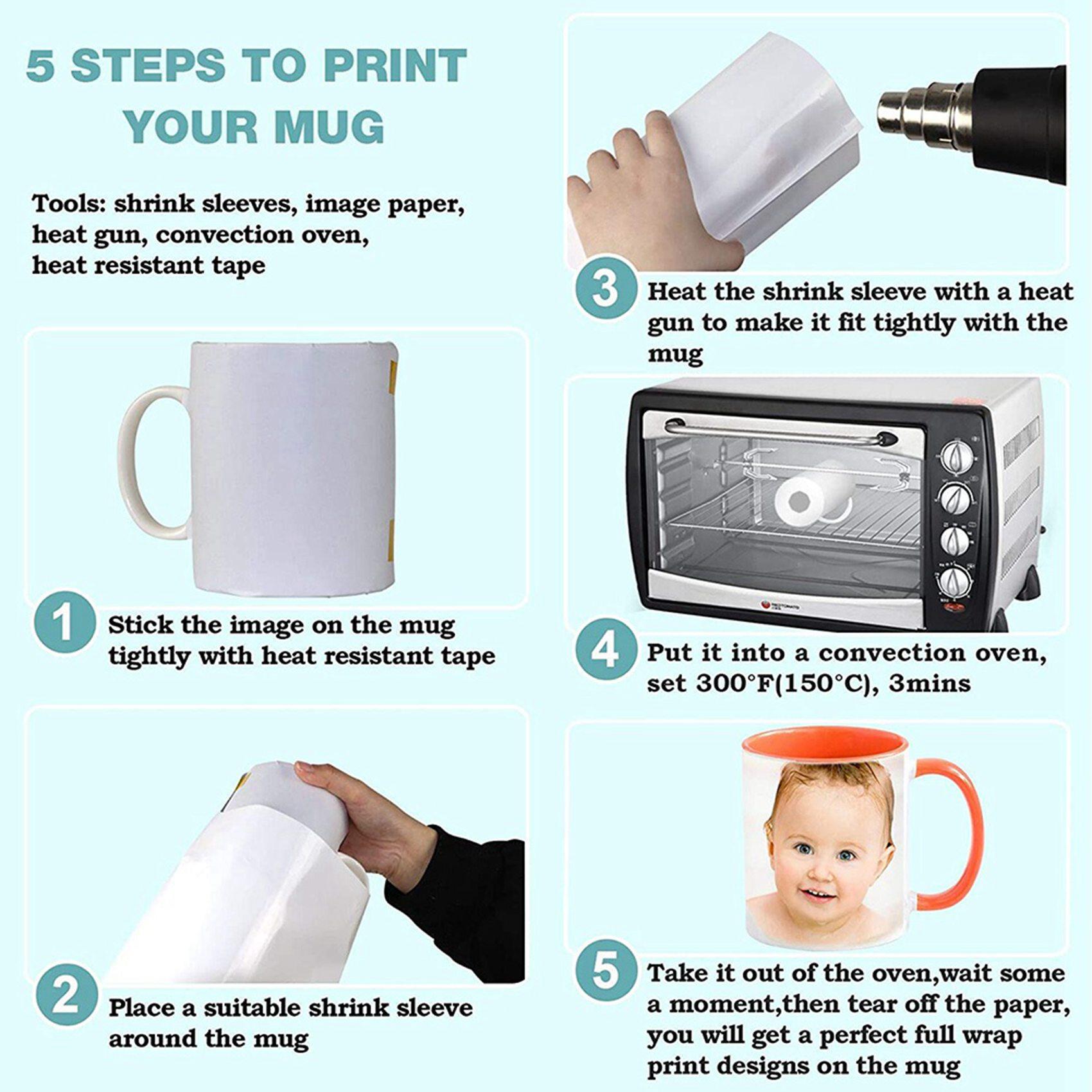 Premium-8X12 Inch Sublimation Shrink Wrap Sleeves, 240 Pcs White Sublimation Shrink Wrap For Tumblers, Mugs, Cups And More белый