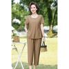 Summer Loose Fit Cotton Linen Two Piece Set for Middle Aged Women Slimming Casual Outfit