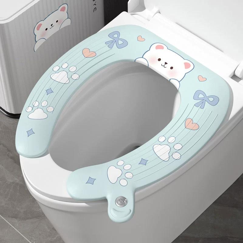 Adhesive Toilet Seat Cushion, Double-sided Waterproof with Built-in Fragrance Toilet Seat, Suitable for All Seasons, Cute Animal Seat Cushion