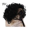 Comfortable Dog Hair Accessories Funny Pet Wig, Cute Bob Cut Cat Afro Curly Wig with Adjustable Grooming Props Elastic Band, Breathable Cosplay