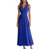 Sleeveless V Neck Wrap Dress for Women with Adjustable Waist Tie and Flared Hem Suitable for Daily Wear and Events