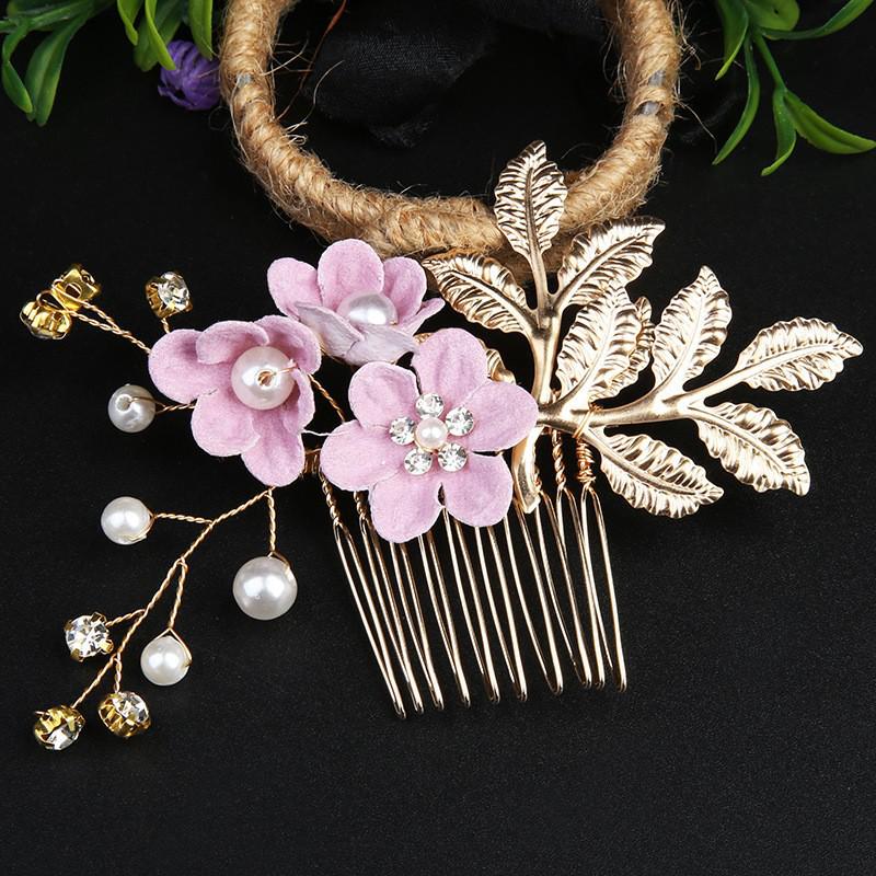 Gold Bridal Headwear: Handmade Pearl Hair Accessories Set