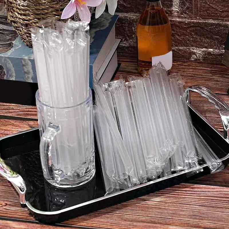 50/200PCS Transparent Straw Disposable Individually Plastic Straw Home Party Wedding Bar Tea with Milk Water Juice Coffee