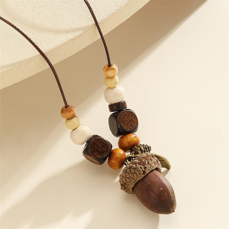 Bodhi Flower Necklace - Women's Wooden Long-sleeved Sweater Chain - Versatile Drawstring Necklace