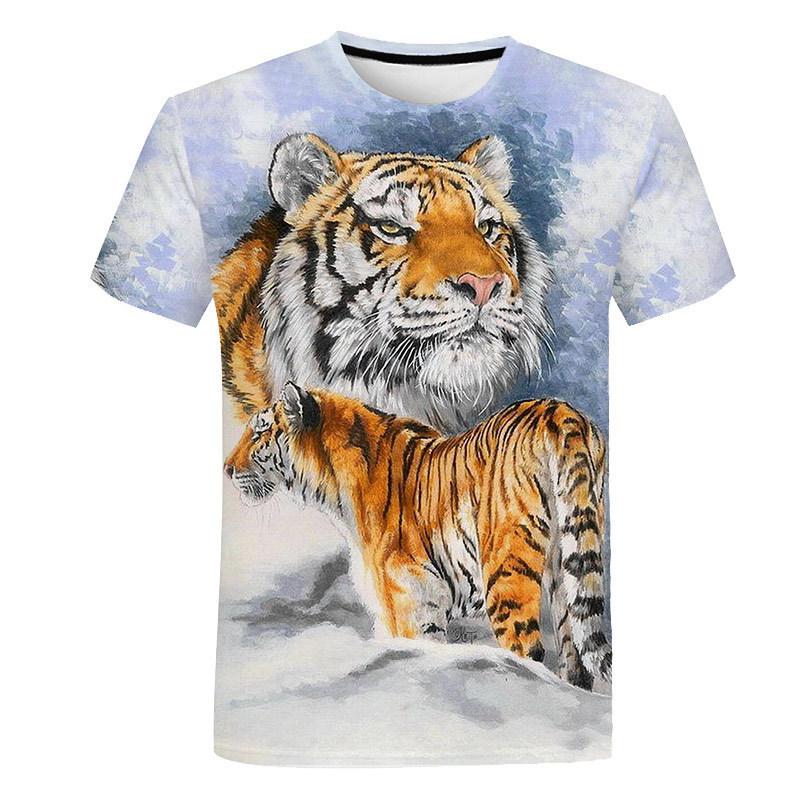 Tiger Cub 3D Digital Printed Summer Loose Casual Round Neck Short Sleeved T-Shirts Men’s