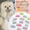 2 Peças Grampo de Cabelo Fofo para Animais de Estimação com Flor de Resina de Diamante Aço Inoxidável Presilha BB para Animais de Estimação Bichon Cachorro Gato Grampo de Cabelo