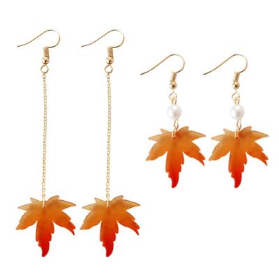Náušnice Javorový list Dámske Populárne náušnice Krátke a dlhé náušnice Javorový list