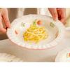 Plato de Cerámica Creativo Estilo Coreano Lindo Floral Hecho a Mano Porcelana Vajilla Pasta Verdura Fruta Ensalada Postre Platos Hondos