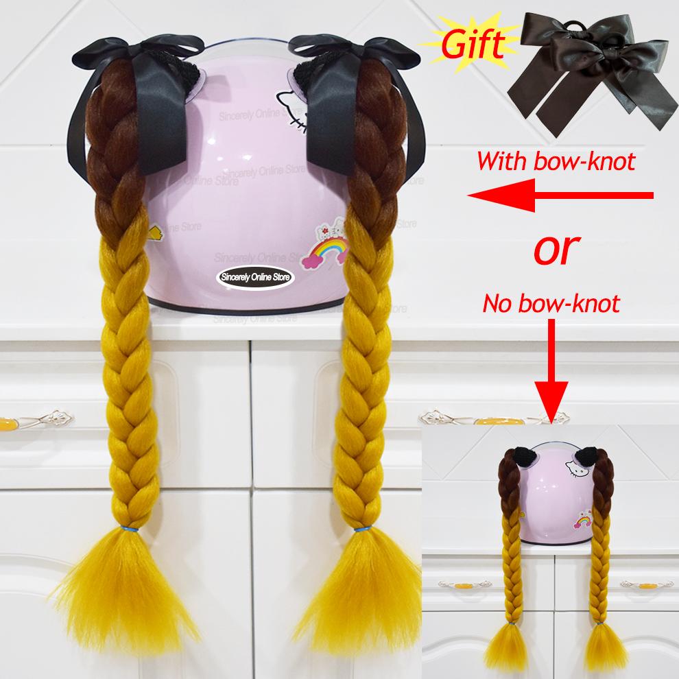 2 stuks Kwaliteit Vlechten Voor Motorhelm Paardenstaart Zuignap Vlechten Pruik Voor Vrouw Helm Decor Oortjes Gedraaide Accessoires 164 Kleuren