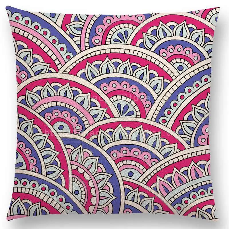 Neuheiten Boho Bunt Sonnenaufgang Regenbogen Diamantblumen Blüte Paisley Blumenmuster Mandalas Drucke Kissenbezug Kissen