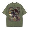 Anime T-shirt Red Eyes Black Dragon Short Sleeve Tee Shirt Vintage Summer Washed Pure Cotton Tops Men's Clothing