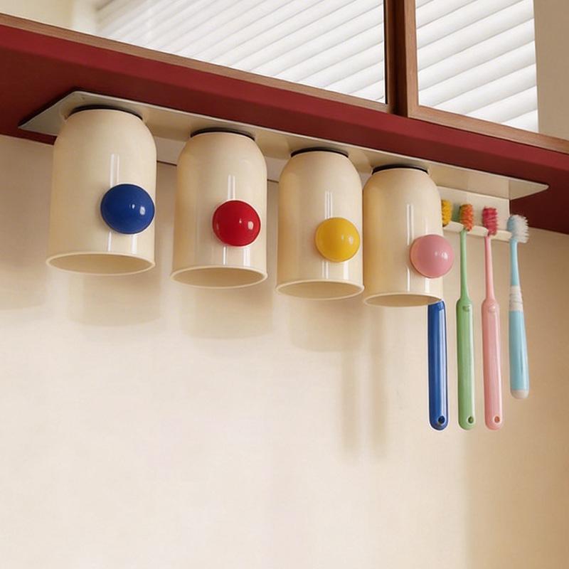 Magnetic toothbrush rack No punching bathroom bathroom Toothbrush holder Wall-mounted tooth cup holder Toothbrush cup storage rack