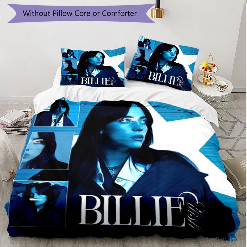 3pcs Duvet Cover Set (1*Duvet Cover + 2*Pillowcase, Without Core), Billie Eilish Print Soft All‑Season Bedding Set, Home Bedroom Decor Gift