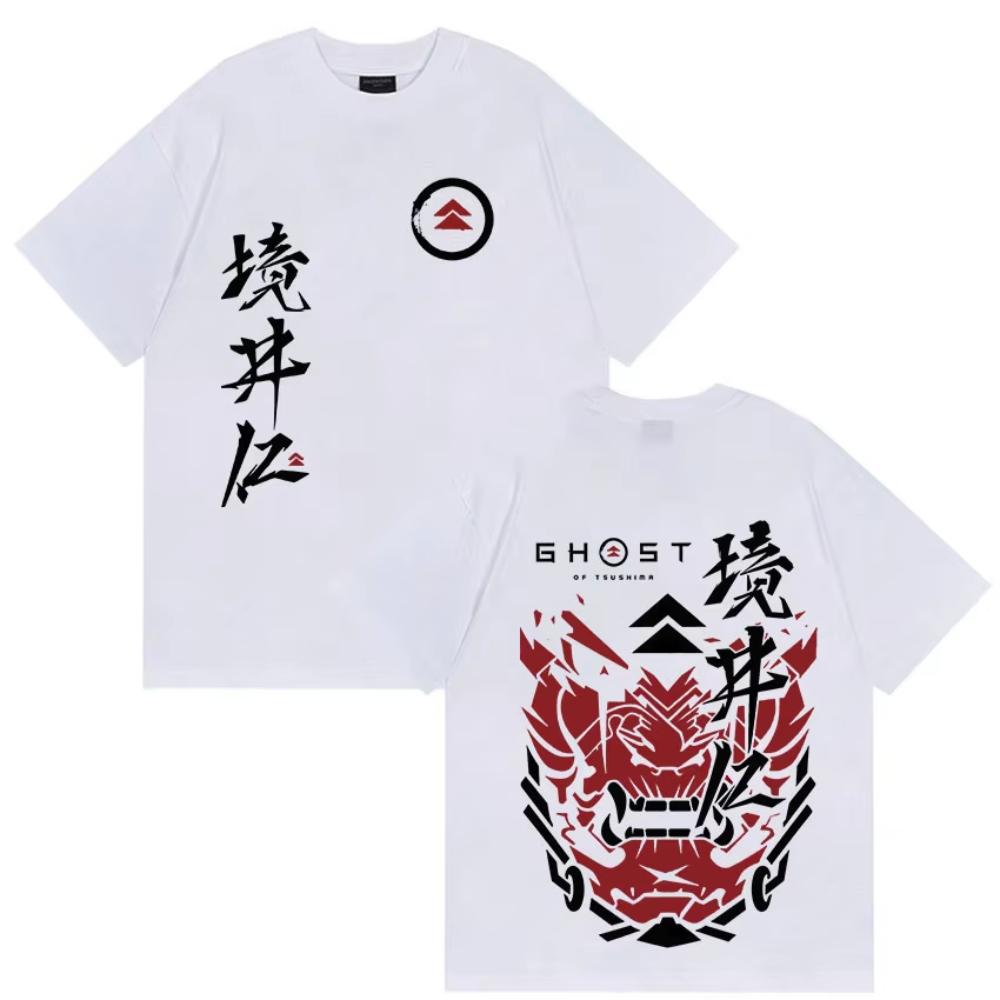 2026 Hra Duch Yotei Tričko Japonský Jin Sakai Samuraj Krátký Rukáv Pánské Retro Oversized Bavlněné Trička s Krátkým Rukávem