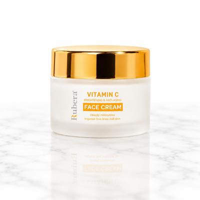 Rubera Vitamin C Face Cream 50g | Brightening & Hydrating Daily Moisturizer for Glowing, Even-Toned & Smooth Skin | Lightweight Face Cream for All