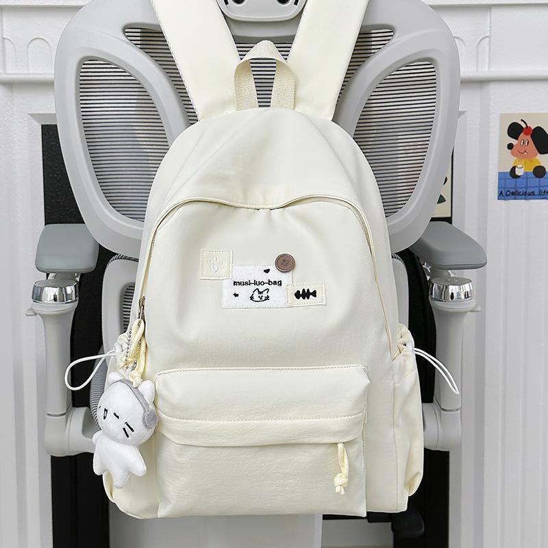 Schoolbag Japanese College Student Female Ins Versatile Cute Simple Schoolbag Solid Color Backpack Large Capacity Lightweight Backpack