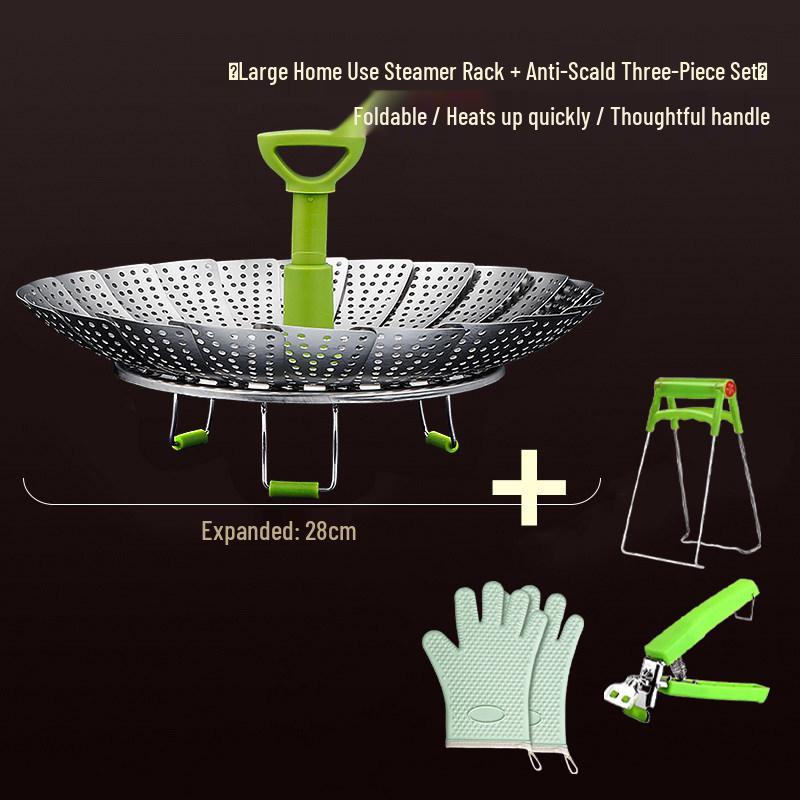 Stainless Steel Foldable Steamer Basket for Vegetables and Bread Cooking
