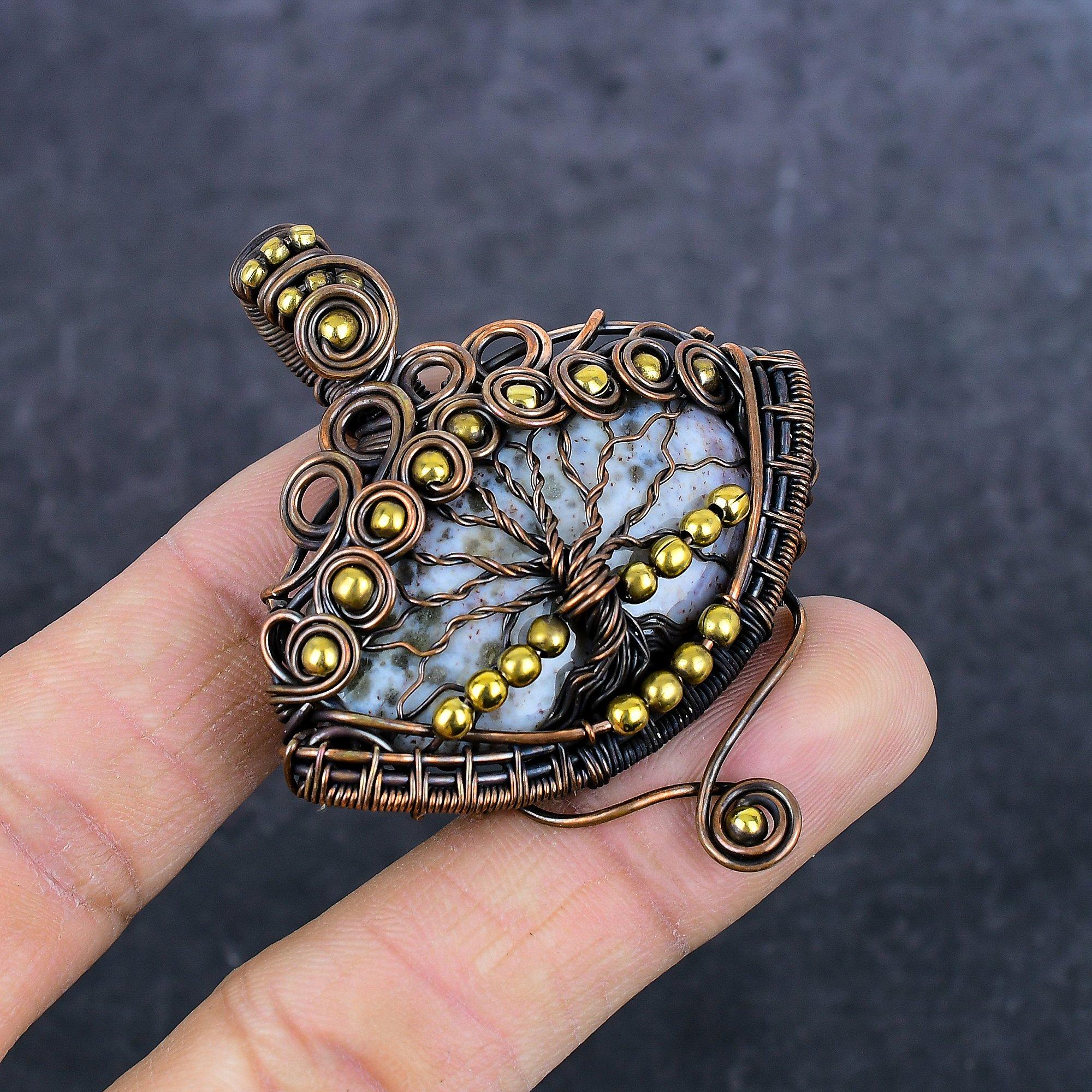 

Dendrite Opal Handmade Copper Wire Wrap Jewelry Pendant 2.25 t3q06