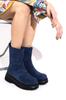 Women Modern Stylish Fashion Olle Navy Blue Suede Casual Lightweight Thick Sole Boots