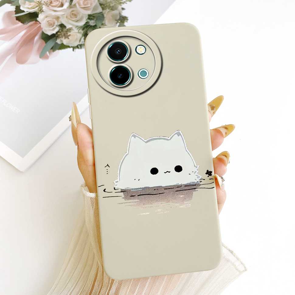 For Vivo Y38 5G Case Cartoon Cat Sunflower Silicone Back Cover For Vivo Y38 Y 38 5G Shockproof Phone Cases Bumper