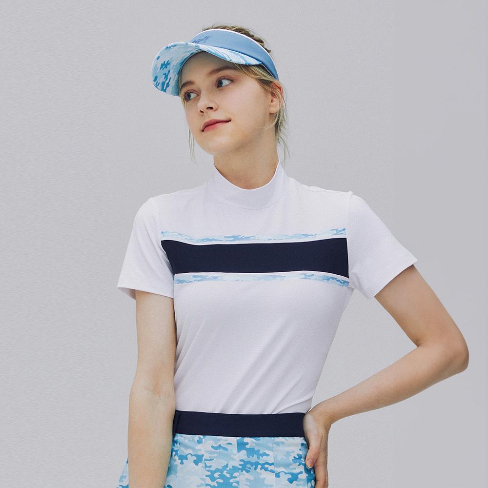 ELLE GOLF Women'S Color Block Short Sleeve Neck Collar T-Shirt_6I45452