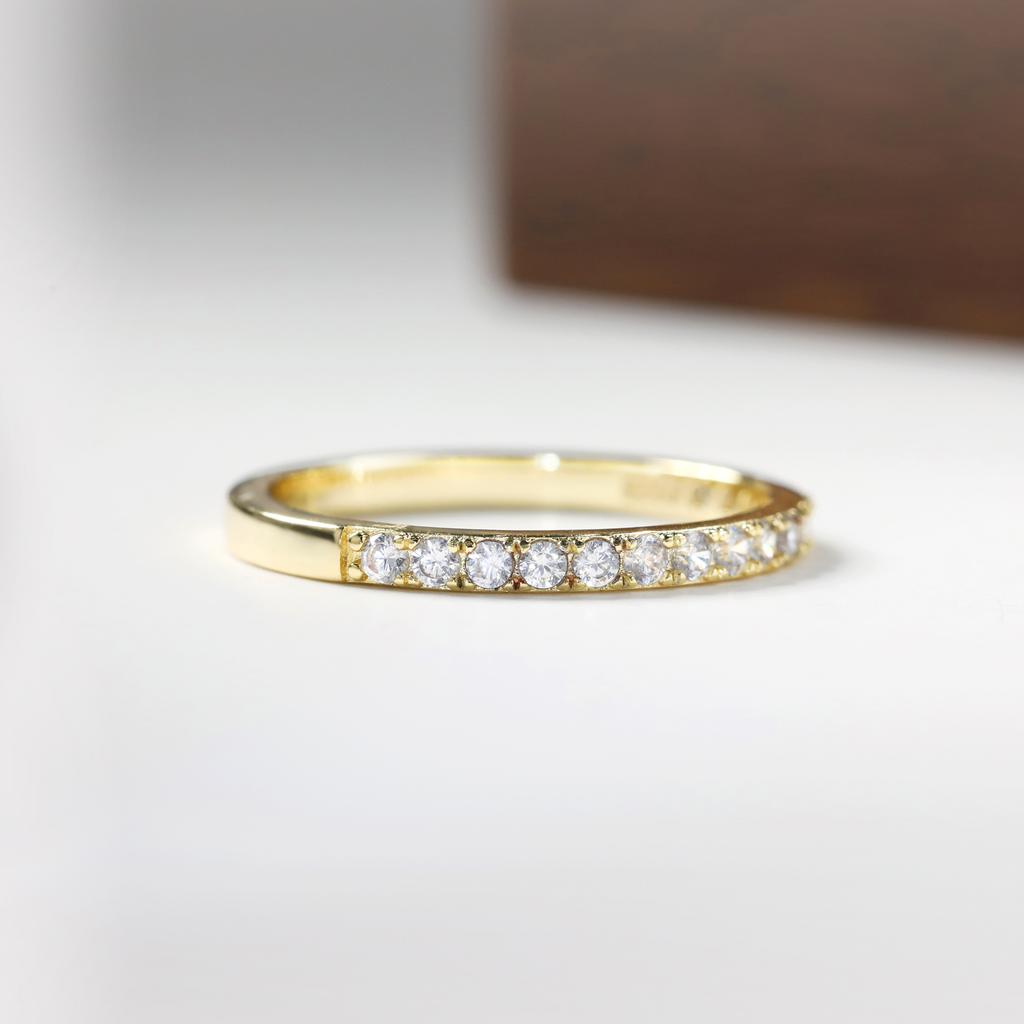 Half Eternity Moissanite Wedding Band 925 Sterling Silver Straight Rings for Women 1.3mm 1.6mm 1.8mm 2.0mm Matching Ring