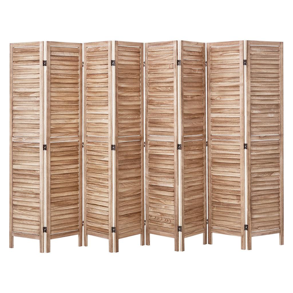 VEVOR Wood Room Divider, 8 Panel Wood Folding Privacy Screen, 66.9 Inches Tall Indoor Louvered Partition Divider, Portable Decoration Screen
