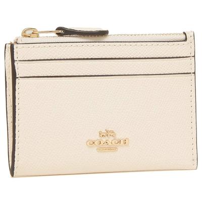 Raktų dėklas COACH Kortelių dėklas Mini Skinny ID dėklas Crossgrain oda Kreida Išparduotuvė F88250-IMCHK [Prekė]