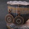GemChic Women's New Vintage Round Flower Wood Beads Earrings Ethnic Fashion Hook Earrings Birthday Christmas Jewelry Gift