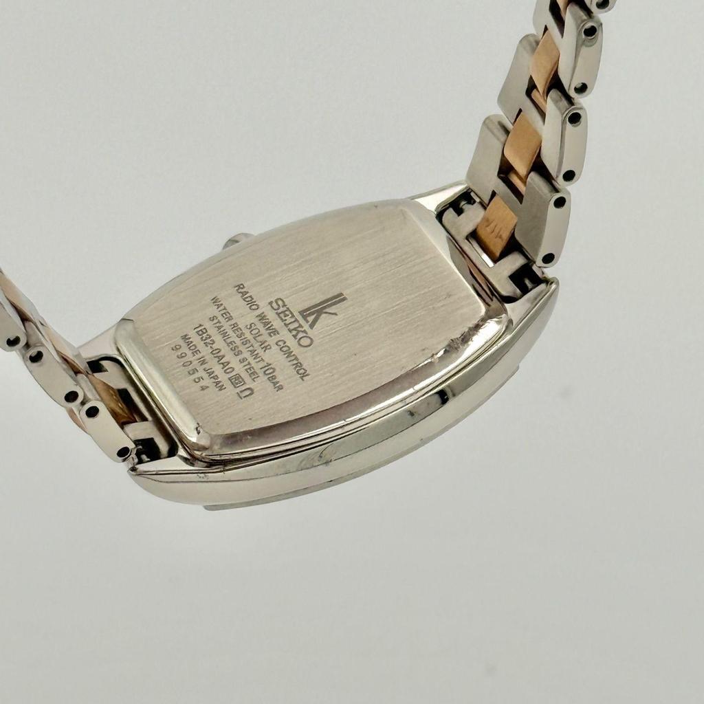 Used Seiko Lukia Shell 1P Diamond 1B32-0AA0 Tonneau Radio Solar Women's Watch 231