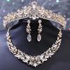 DIEZI 5 Farben Luxus Kristall Diadem Halskette Ohrringe Für Frauen Hochzeitsparty Elegant Braut Braut Strass Krone Accessoires