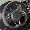 Black Carbon Fiber Suede No-slip Car Steering Wheel Cover for Volkswagen VW Golf 7 GTI T-Roc Passat Variant (R-Line) Up! GTI