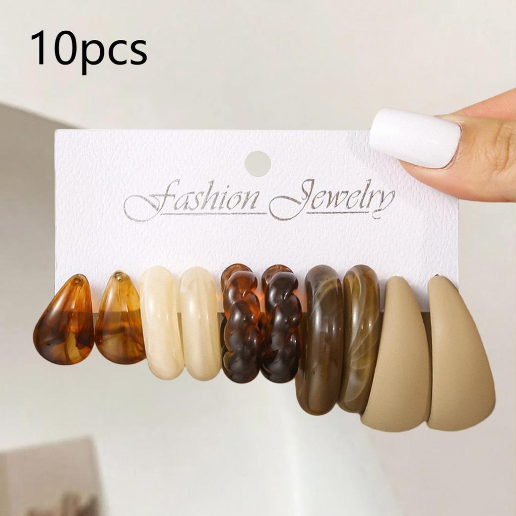 Retro Summer Multi-color Hoop Earring Set Water Drop C-shaped Designs Women's Fashion Leopard Print Earrings Daily Wear Dating