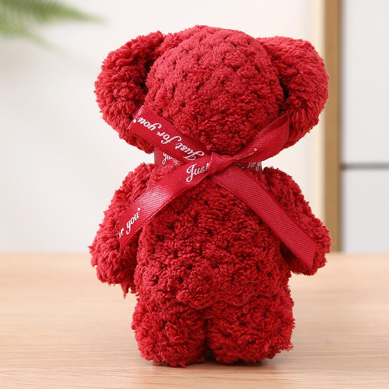 6PCS Cute Bear Towel Soft Coral Velvet Hand Towel Creative Wedding Bridesmaid Gifts Valentine's Day Gifts Party Decoration