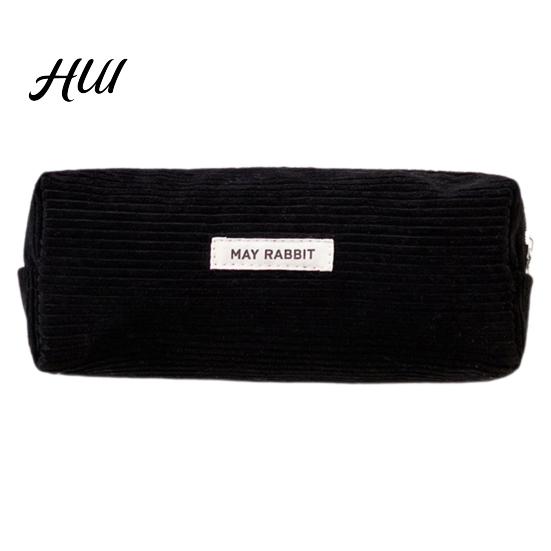 Students Pencil Case Large Capacity Corduroy Bag Multi-Purpose Stationery Multi-purpose Zipper Placket Makeup Office Travel Gift Organizer чёрный