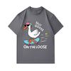 Men's 100% Cotton Crew Neck Short Sleeve T-Shirt, Funny Silly Goose Skateboarding Print Casual Summer Tee, Lightweight Breathable Loose Fit Top for Da