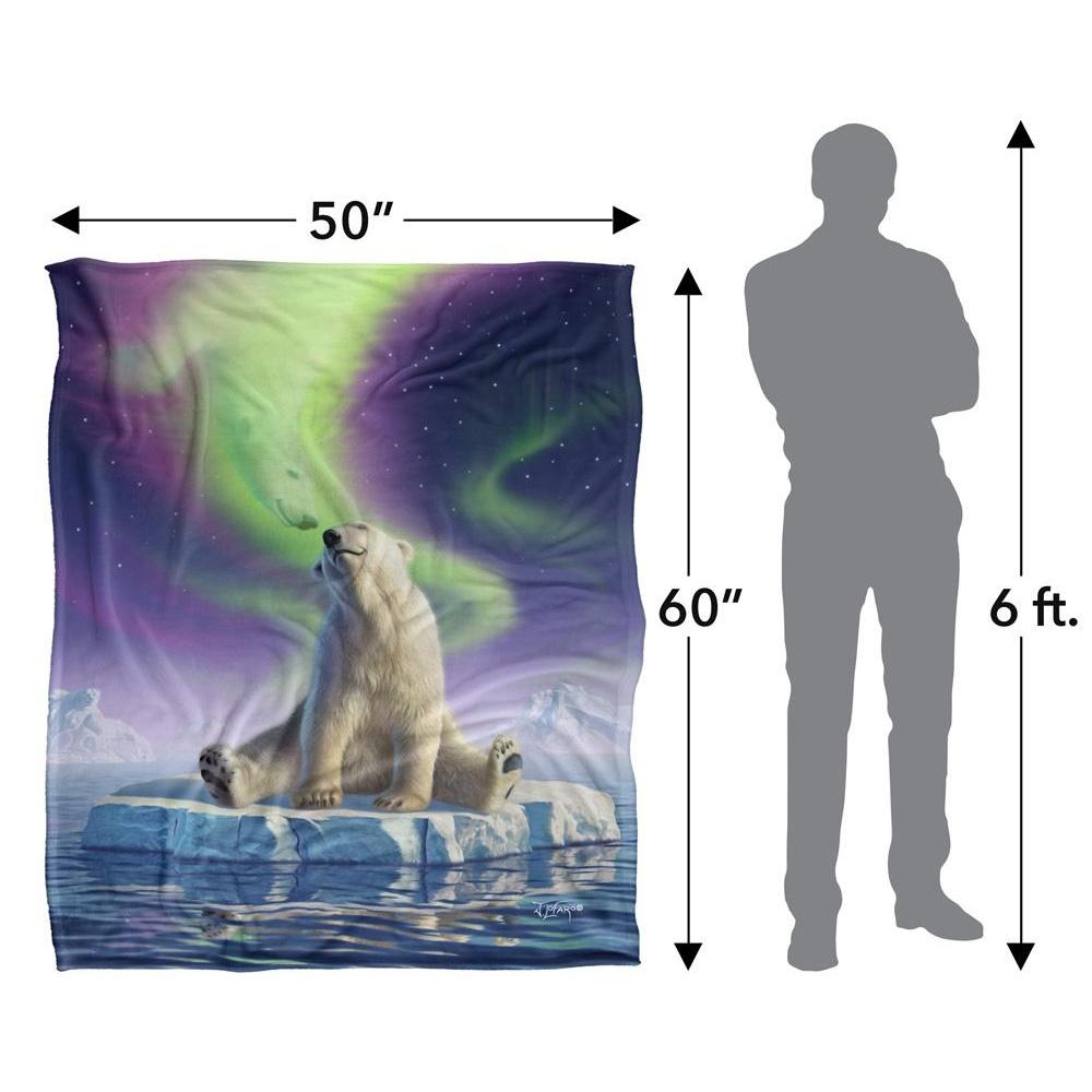 JQ Licensing Aurora Borealis Silky Polar Bear Supersoft Blanket