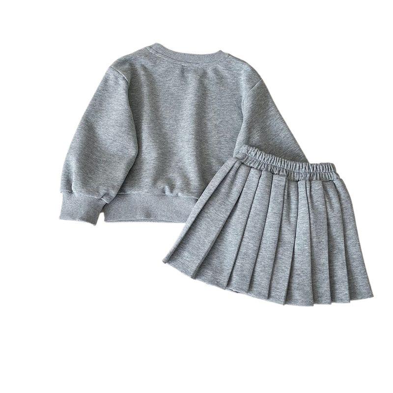 Girls' 2-Piece Sportswear Set: Spring/Autumn 2025 Long-Sleeve Sweatshirt & Skirt
