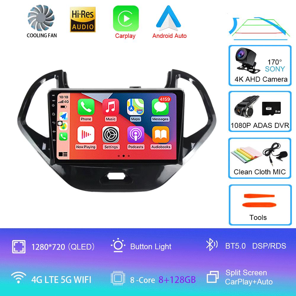 Android 14 For Ford FIGO 2015 2016 2017 2018 Car Radio Multimedia Video Player Navigation GPS 5G WIFI Carplay Auto 360 Camera