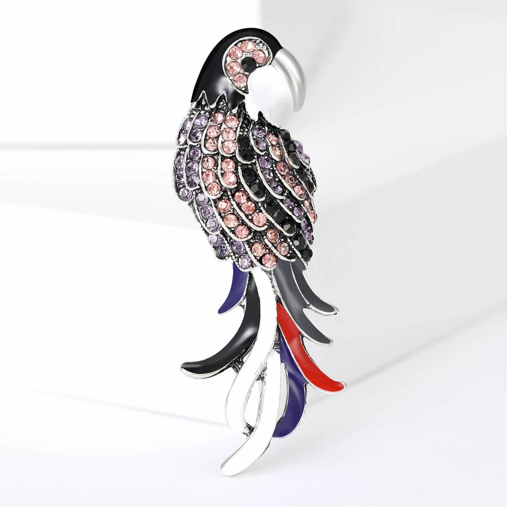 Rhinestone Parrot Brooches for Women Unisex Animal Pin Bird Lapel Pins Event Funny Luxury Gifts New Year Friends Decoration