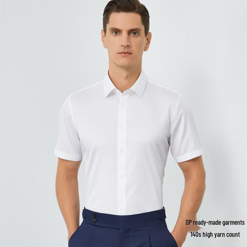 Fengmao Men s 140-Count Cotton DP Non-Iron Short Sleeve Business Shirt 38
