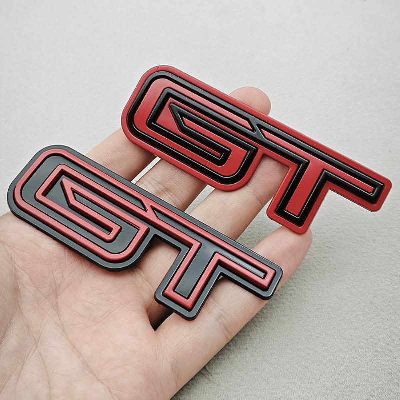BBAU3 3D Metal Car Styling Logo GT Rear Trunk Badge Fender Side Emblems Decals For Ford Mustang GT GT350 GT500 Etc Auto Accessories