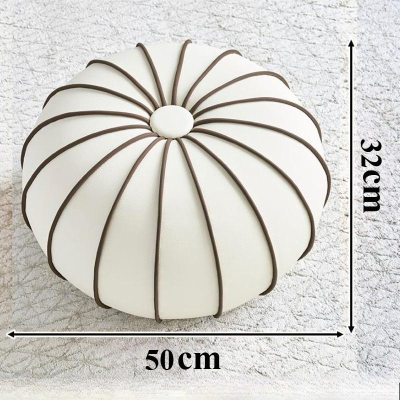 Leather Sofa Footrest Round Mobile Foot Stools Miniature Modern Shoe Changing Stool for Living Rooms Aesthetic Room Furniture