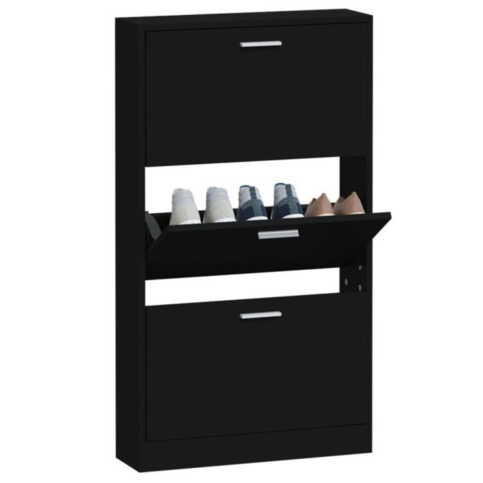 VidaXL Armoire à chaussures Noir 59x17x108 cm Bois d'ingénierie 342528