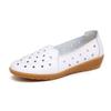 Real soft leather beef tendon sole hollow flat white shoes versatile lazy shoes soft sole non-slip Doudou shoes shallow single shoes women
